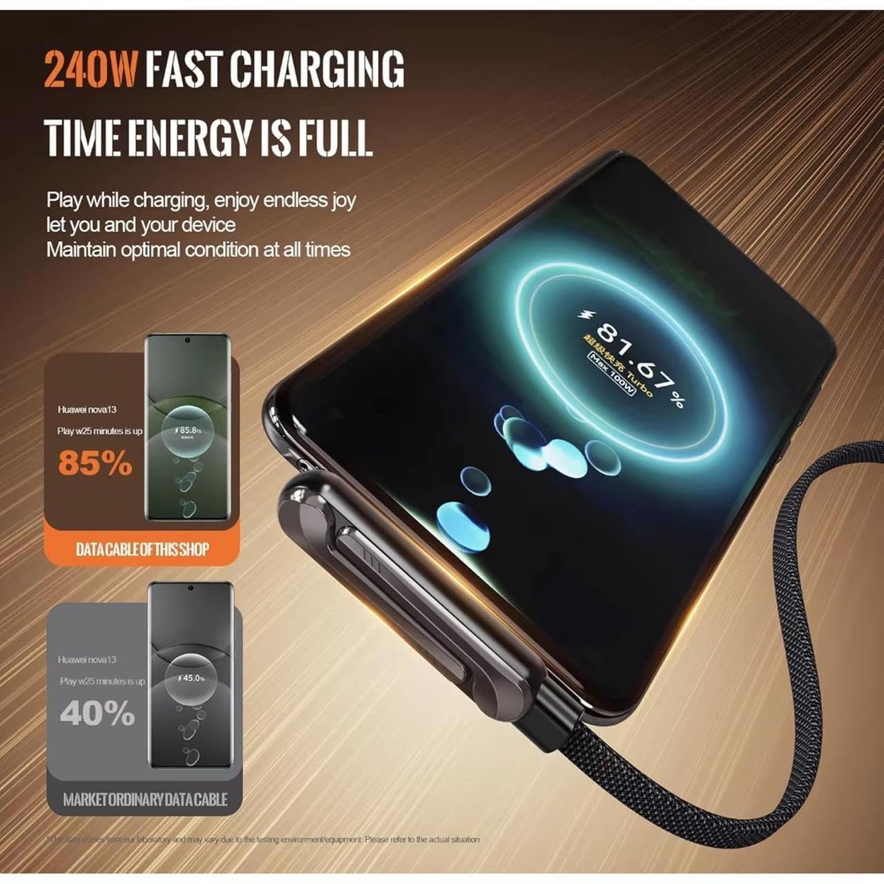 240W USB C to USB C Fast Charging Cable 2 in 1 Invisible Holder Charger Cable Gaming Data Cable