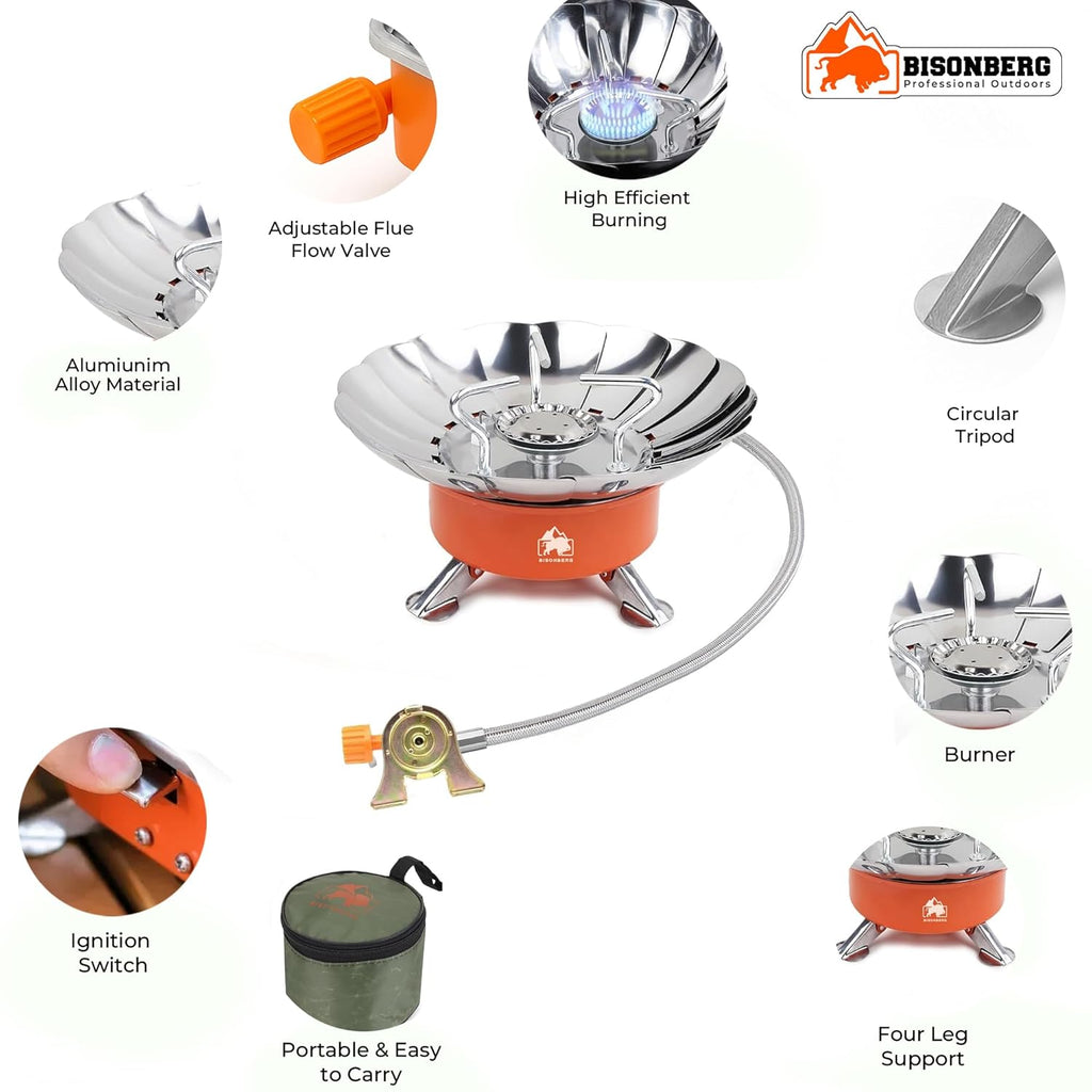 Portable Stove Foldable Lotus Stove Windproof Camping Gas Stove Collapsible Gas Stove Mini Gas Stove
