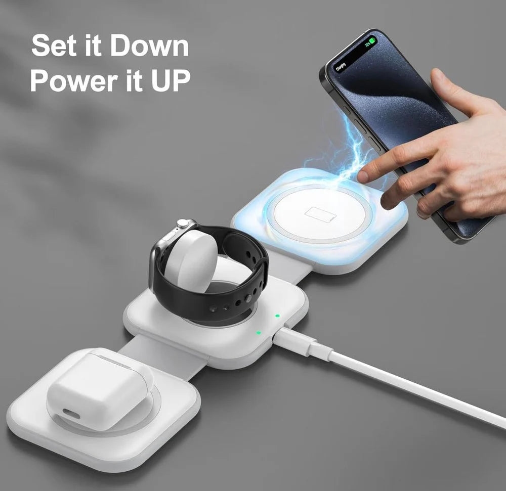 Wireless Induction Charger 3 in 1 Foldable Magsafe Charging Station