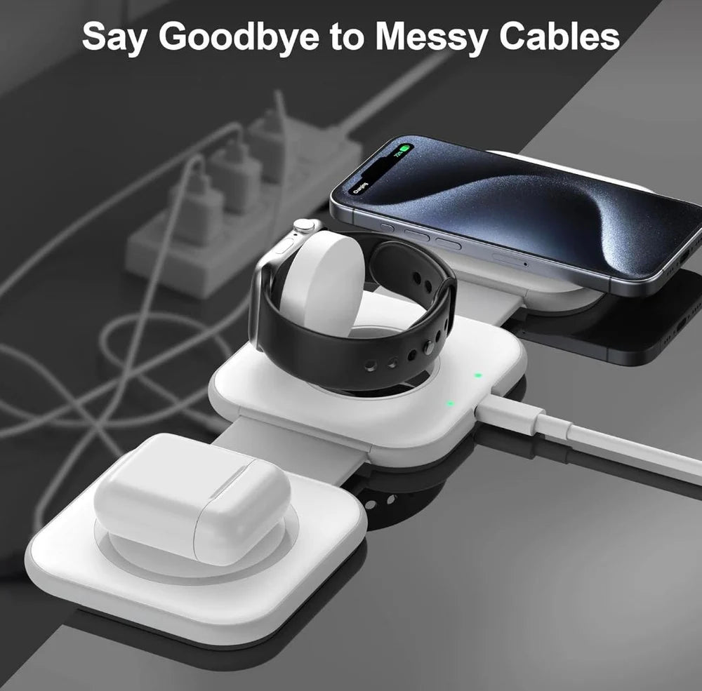 Wireless Induction Charger 3 in 1 Foldable Magsafe Charging Station