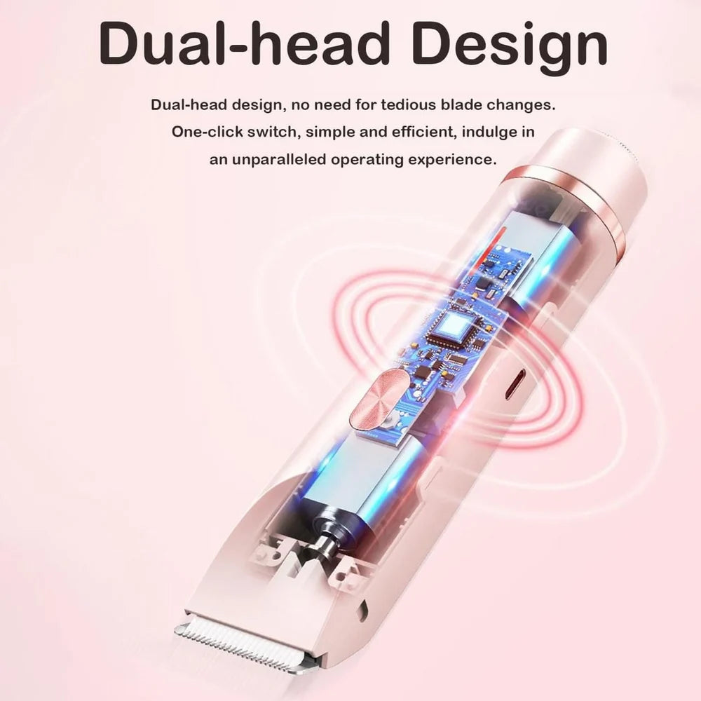 2 In 1 Dual Head Bikini Shaver Waterproof Electric Trimmer For Women Dual Head Electric Razor