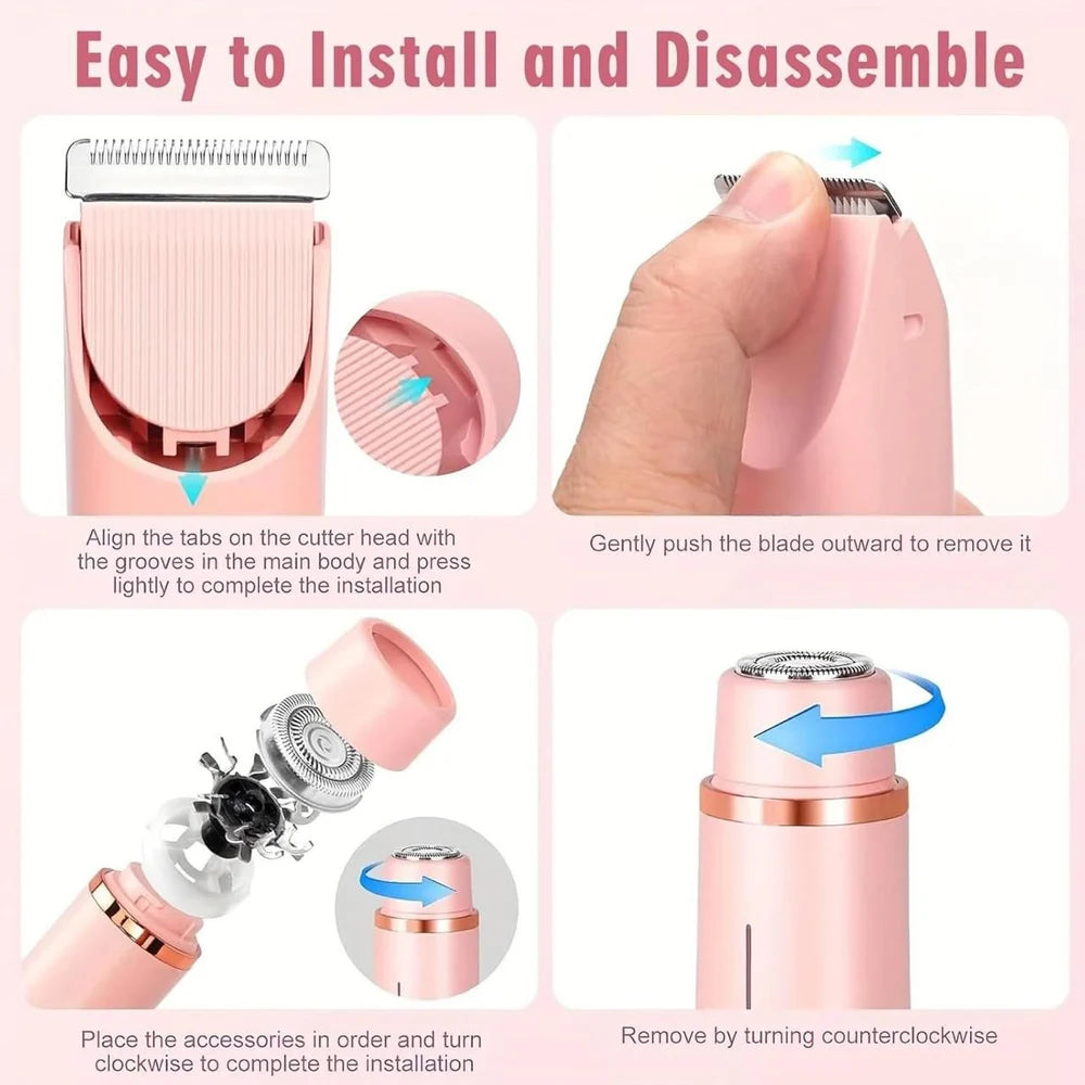 2 In 1 Dual Head Bikini Shaver Waterproof Electric Trimmer For Women Dual Head Electric Razor