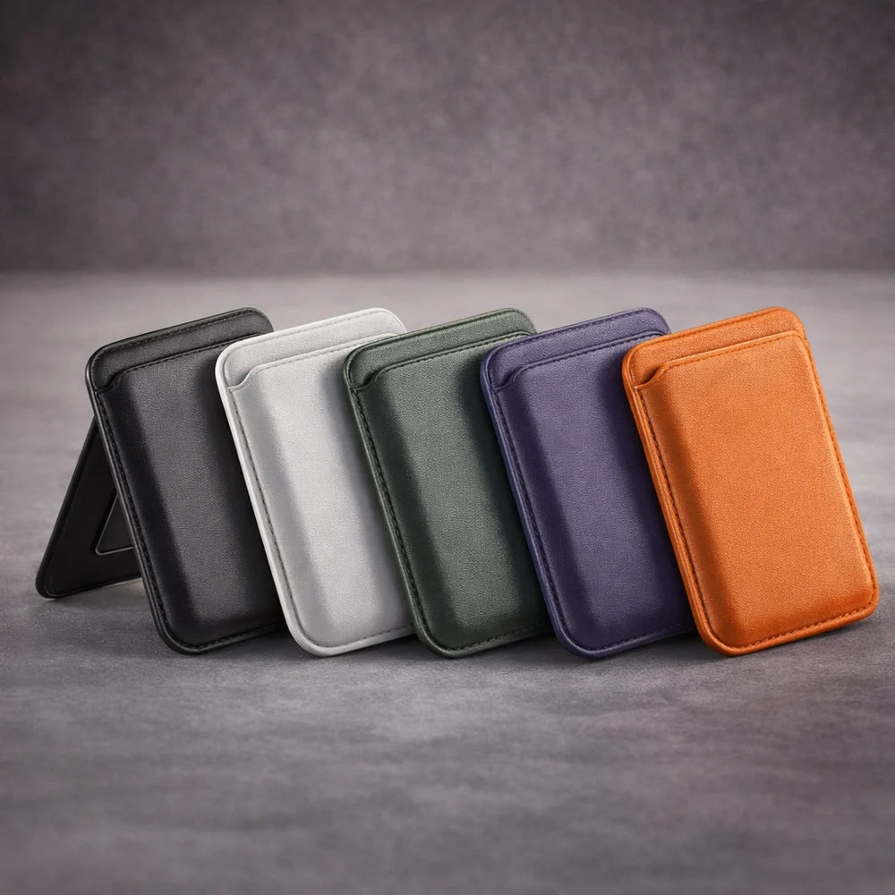 MagSafe PU Leather Magnetic Wallet Card Holder Stand for iPhone Slim Phone Wallet Case